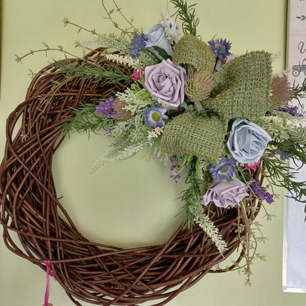 lilac and green willow door wreath
