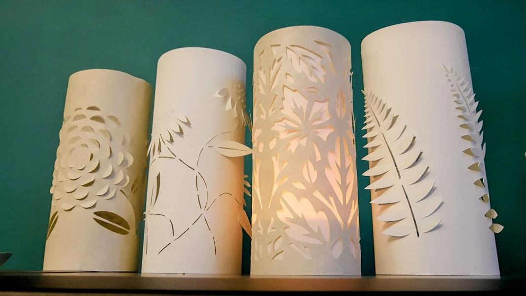 Botanical-inspired papercut lanterns