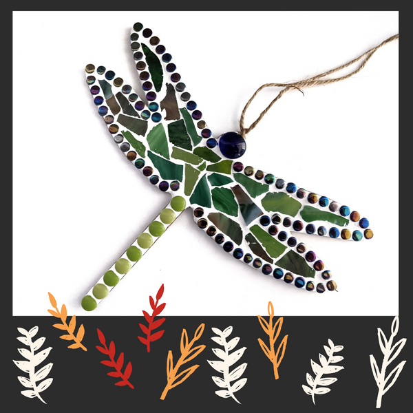 Green Sea Glass and Gems Dragonfly Mosaic Kit