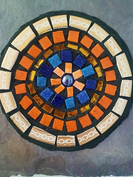 Slate garden mandela mosaic detail.