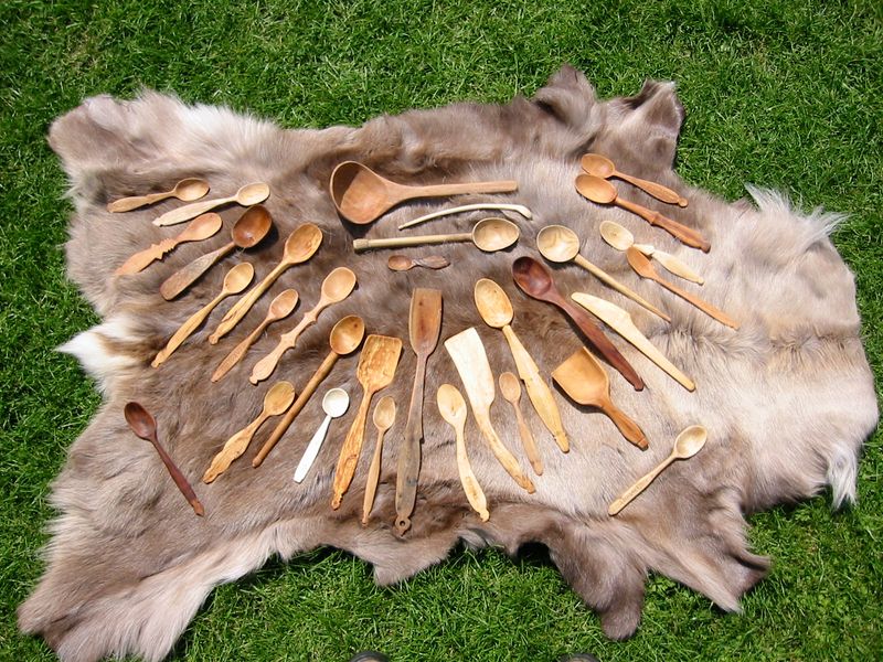 Spoons on a reindeer skin