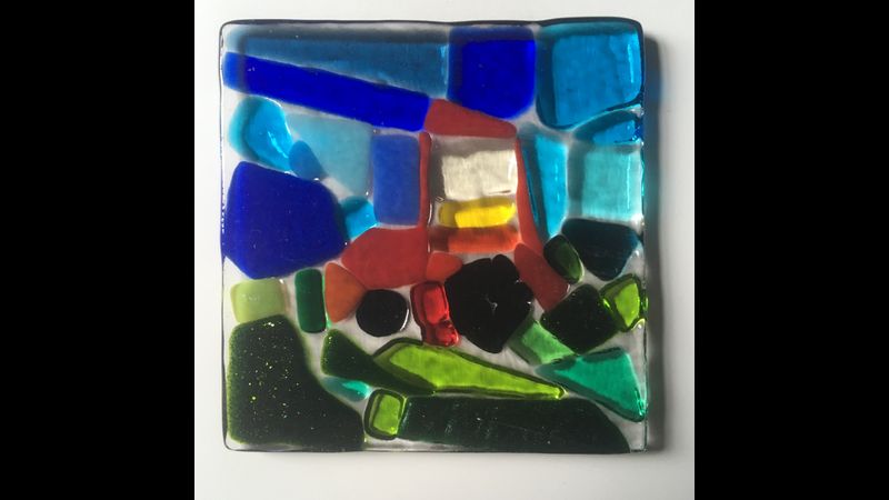 Glass Tractor. A fun tile made but a younger crafter, created using precut pieces. 