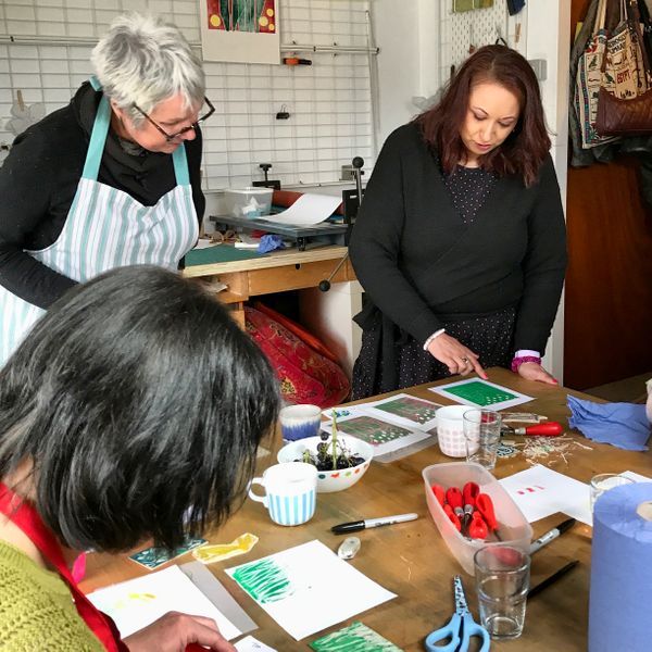 Colourful linocut workshop