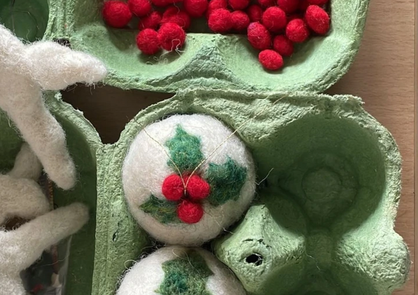 Christmas Pudding tree decorations being made at The Oast Studio