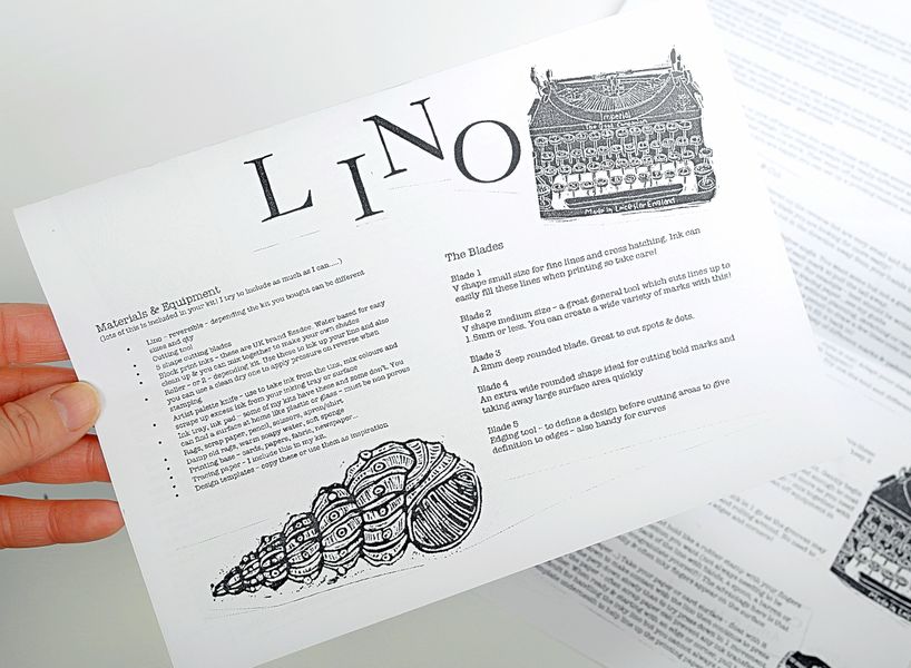 Linocut & print kit includes written steps as instructions and also some printers hints and tips!
