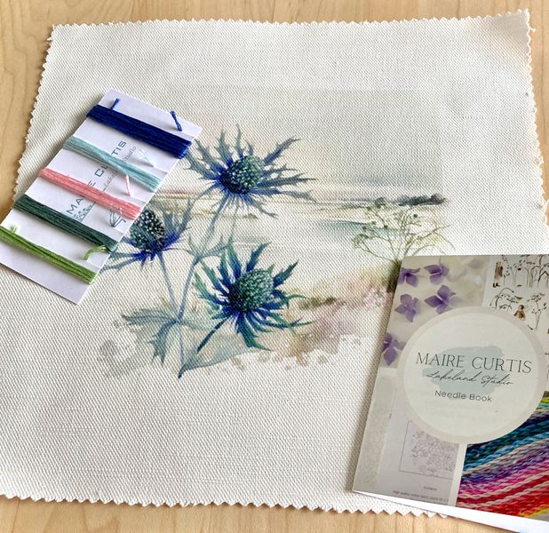 Sea Holly embroidery kit from Maire Curtis lakeland studio complete with threads and instructions