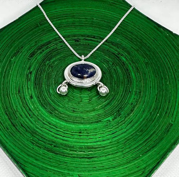 Sterling Silver Large Lapis Lazuli Necklace