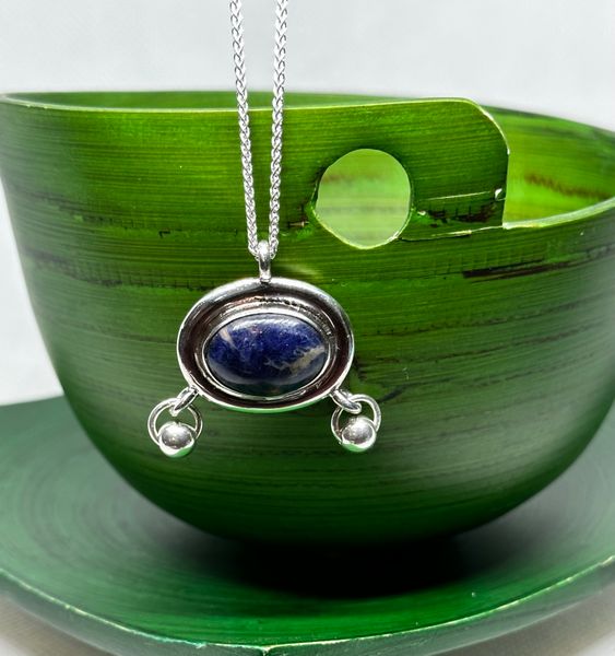 Sterling Silver Large Lapis Lazuli Necklace