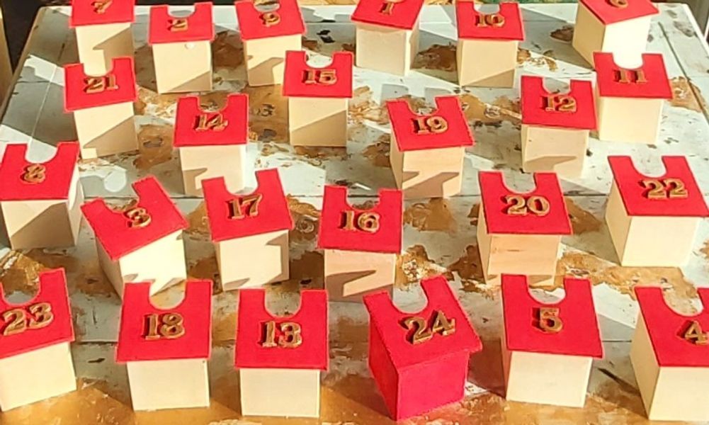 Gold Numbers painted and added to the red drawers, waiting for these to dry in Craft Studio