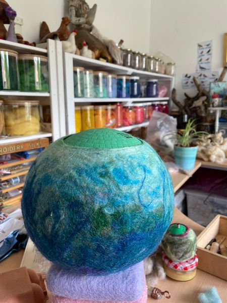 Cecily Kate exploring wet felted bowl designs in her home studio