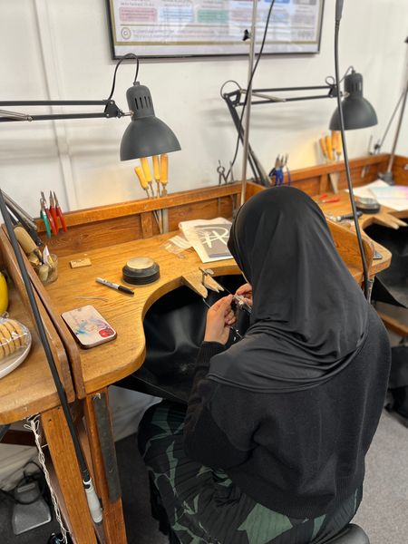 bench work student making a ring 