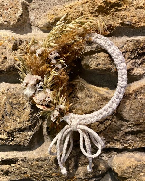 Macrame wreath with dried flowers