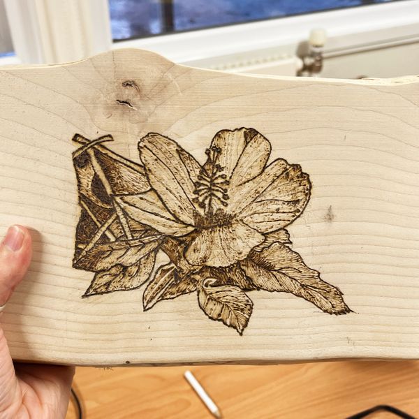 Example from a student in one of my beginners pyrography courses. 