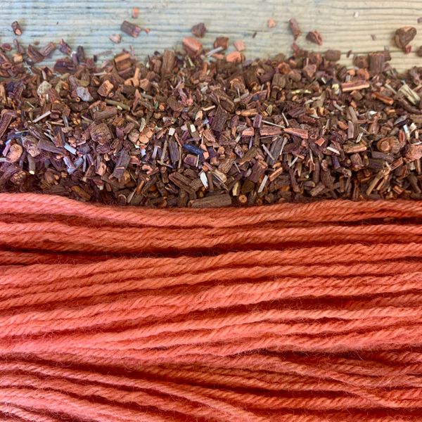 Madder root with dyed wool skein