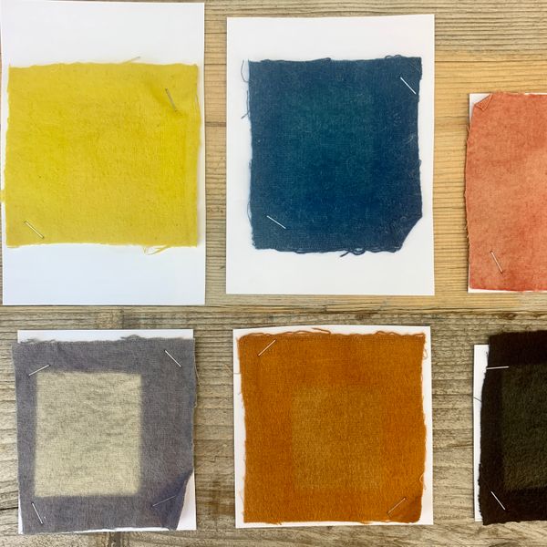 Colourfast testing on naturally dyed fabric swatches