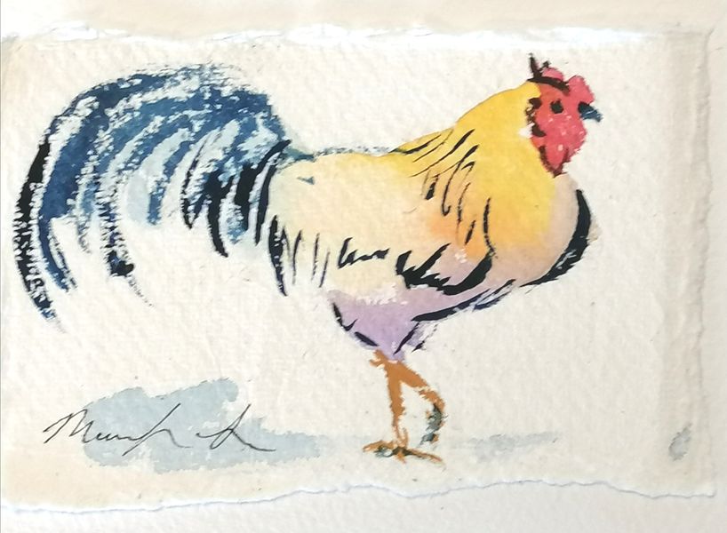 Rooster in water colour