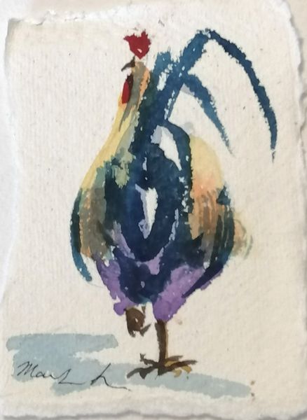 Rooster in watercolour 