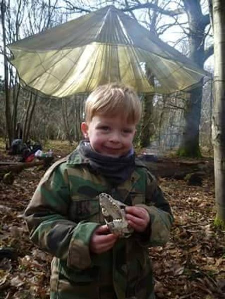 Josh with Badger skull