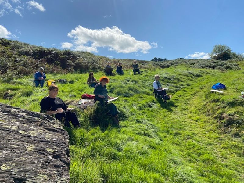 Sketching out in the landscape at Cowshed Creative art workshops