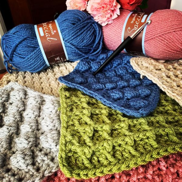 Textured Squares Afghan Crochet