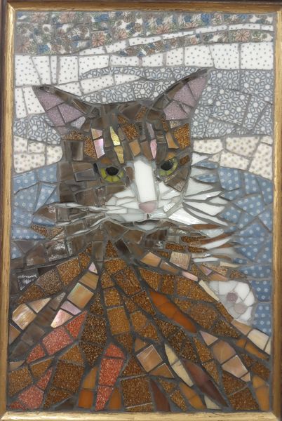 Mosaic cat portrait.