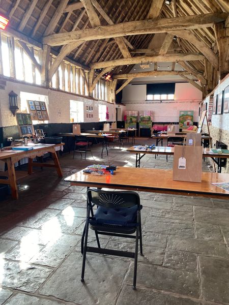 The bright spacious interior of the barn 