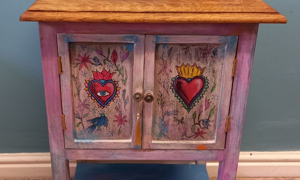 Boho handpainted cupboard