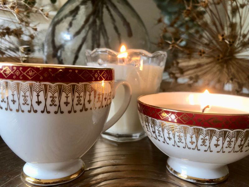 Quirky Candles in Vintage Cups