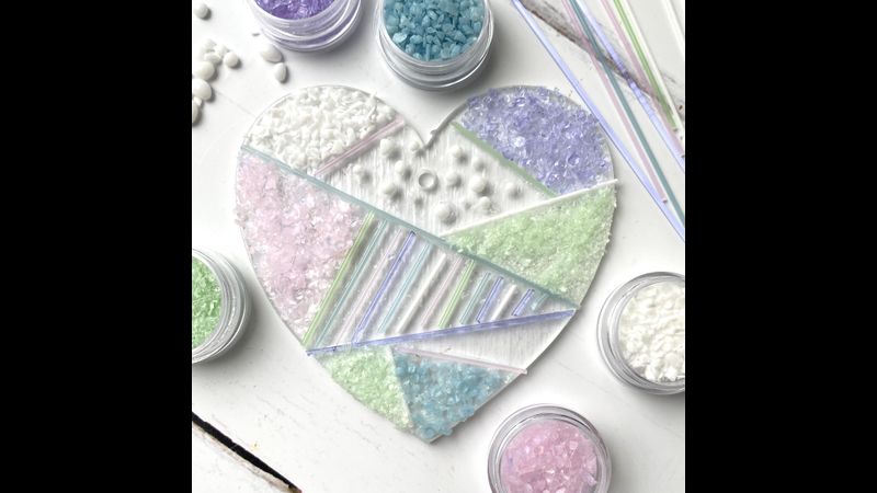 Fused glass love heart kit - pastels