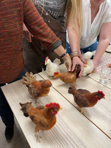 beautiful completed hens from the Hen and Chick workshop
